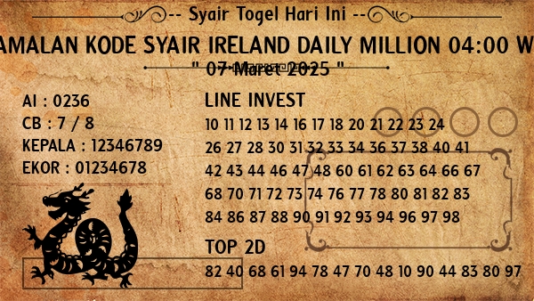 Prediksi Ireland Daily Million 04:00 WIB