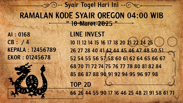 Prediksi Oregon 04:00 WIB
